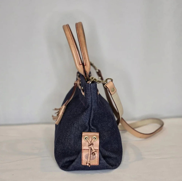 Dooney & Bourke Blue Denim Satchel With Crossbody Leather Strap bag. - Picture 5 of 9
